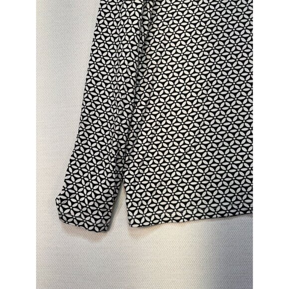 Talbots Womens Long Sleeve Blouse Plus Size 2X Black & White Geometric Pattern - Picture 6 of 9